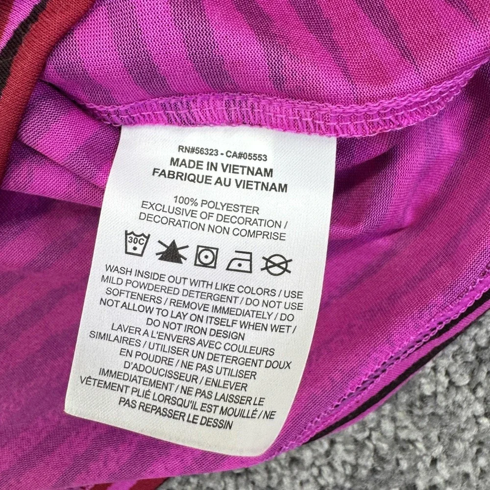 Nike Shirt Mens Medium Pink Striped Dri-Fit Short Sleeve Athletic Running Tee